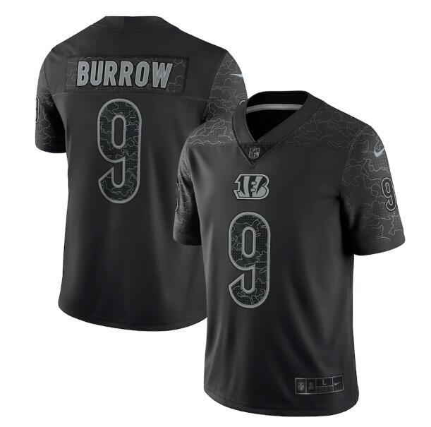 Youth Cincinnati Bengals #9 Joe Burrow Black Reflective Limited Stitched Football Jersey Youth Cincinnati Bengals #9 Joe Burrow Black Reflective Limited Stitched Football Jersey
